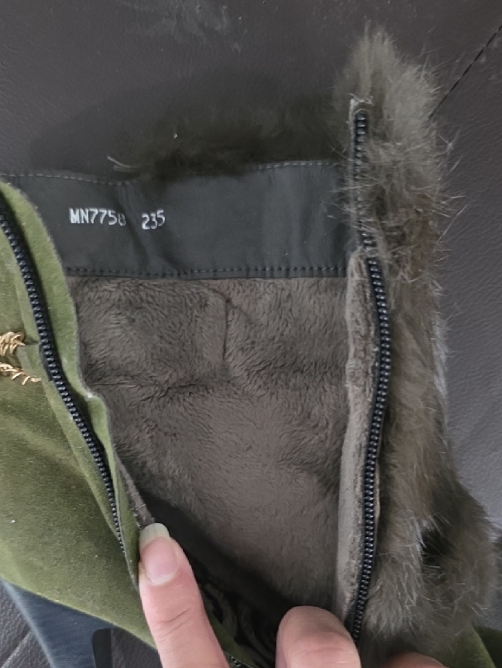 Olive Green Faux Fur Trim Women's Ankle Boots - Picture 8 of 8